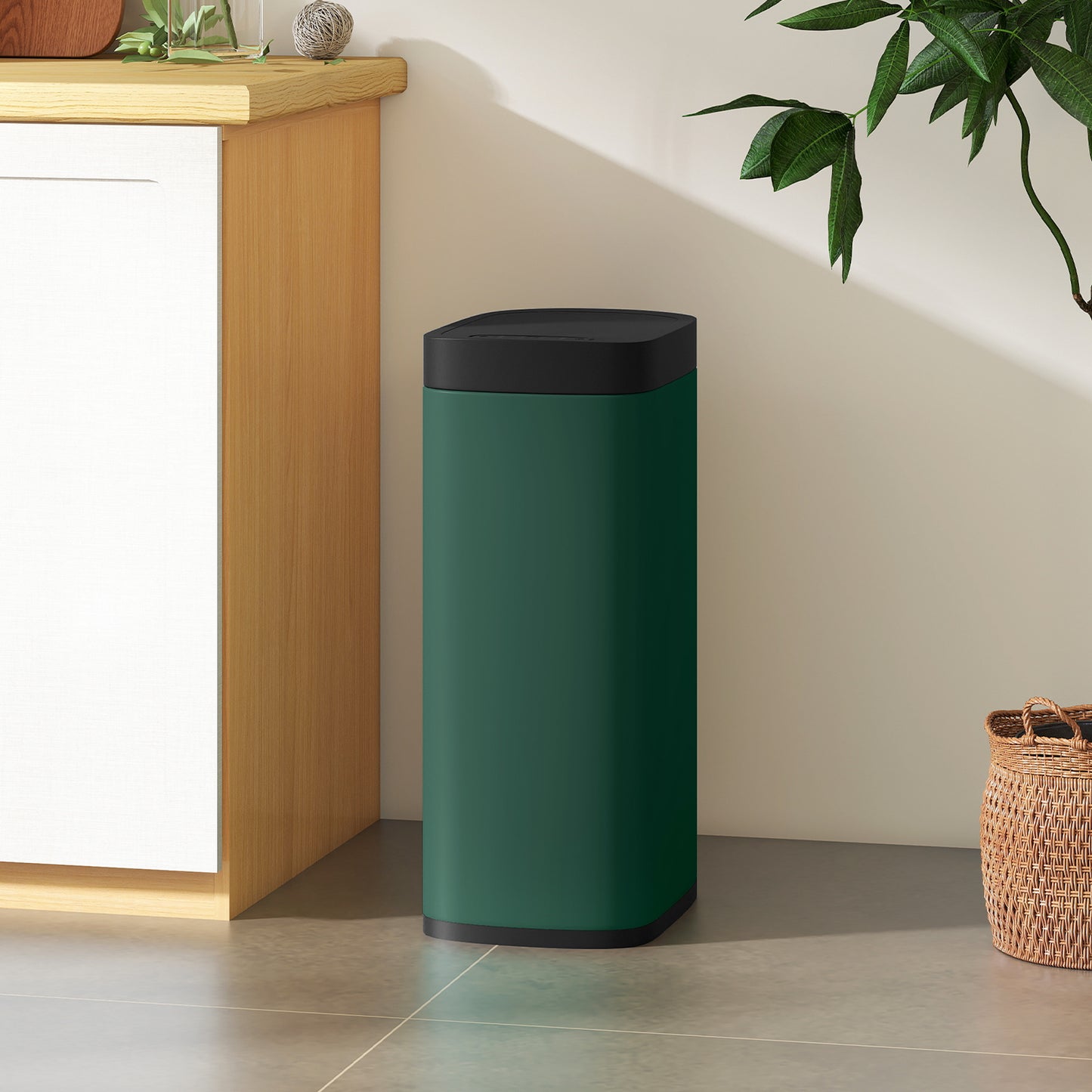 50L Sensor Bin, Automatic Kitchen Bin, Manual Override, Battery Operated, Inner-Bucket-Free, for Kitchen, Bedroom