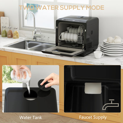 6L Five-Mode Tabletop Dishwasher - Black
