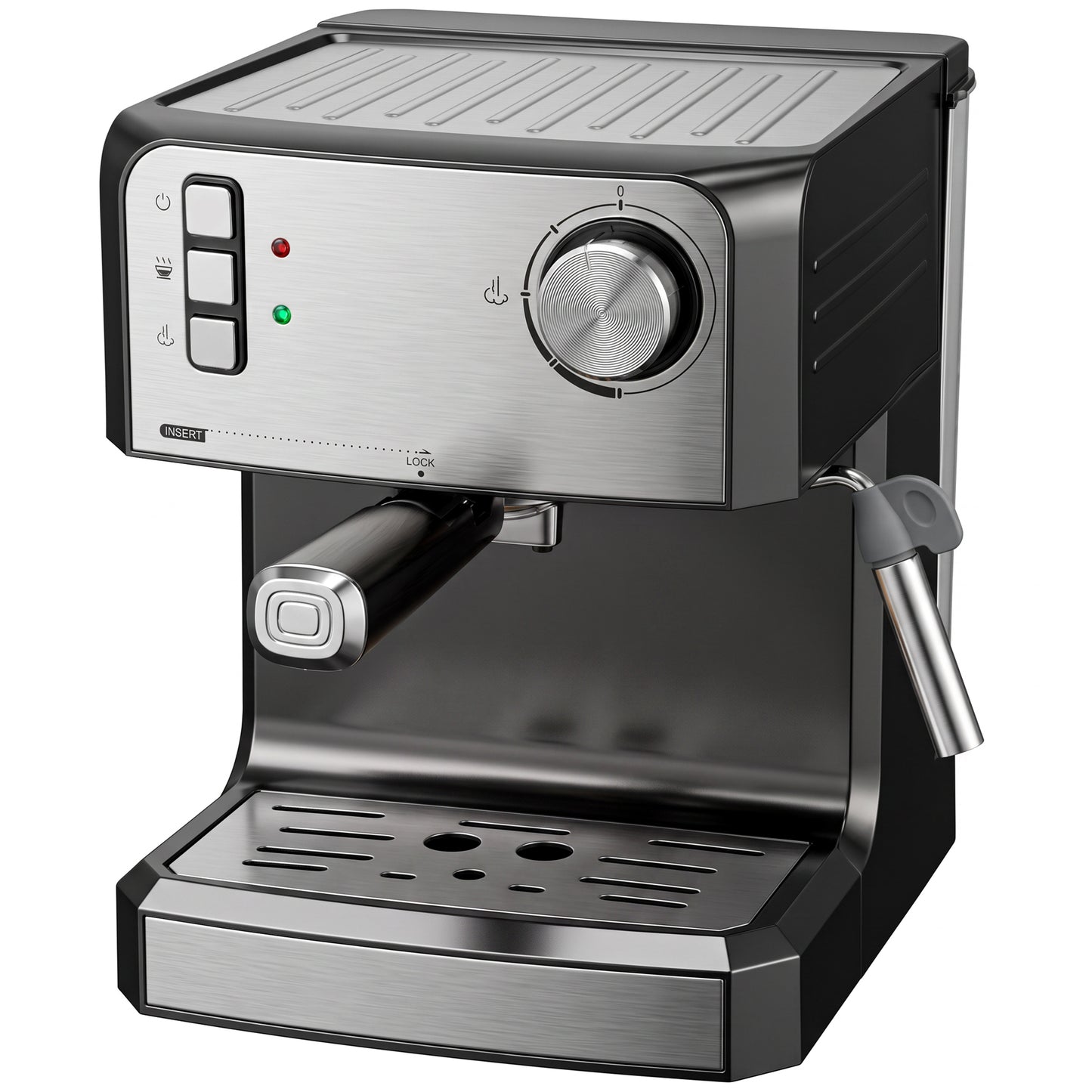 Espresso Machine, 20-Bar Semi Automatic Cappuccino Coffee Maker with Frother Wand, 1.6 L Water Tank, Black