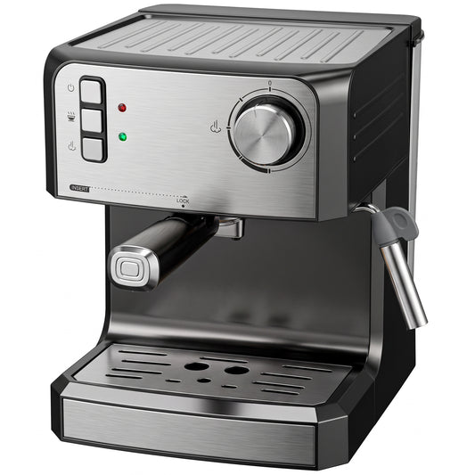 Espresso Machine, 20-Bar Semi Automatic Cappuccino Coffee Maker with Frother Wand, 1.6 L Water Tank, Black