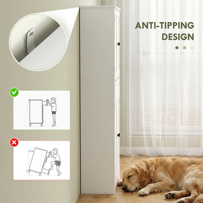 Tall Bathroom Cabinet, Freestanding Bathroom Storage Cabinet with Drawer, Shelves and Doors, 60 x 30 x 160 cm, White