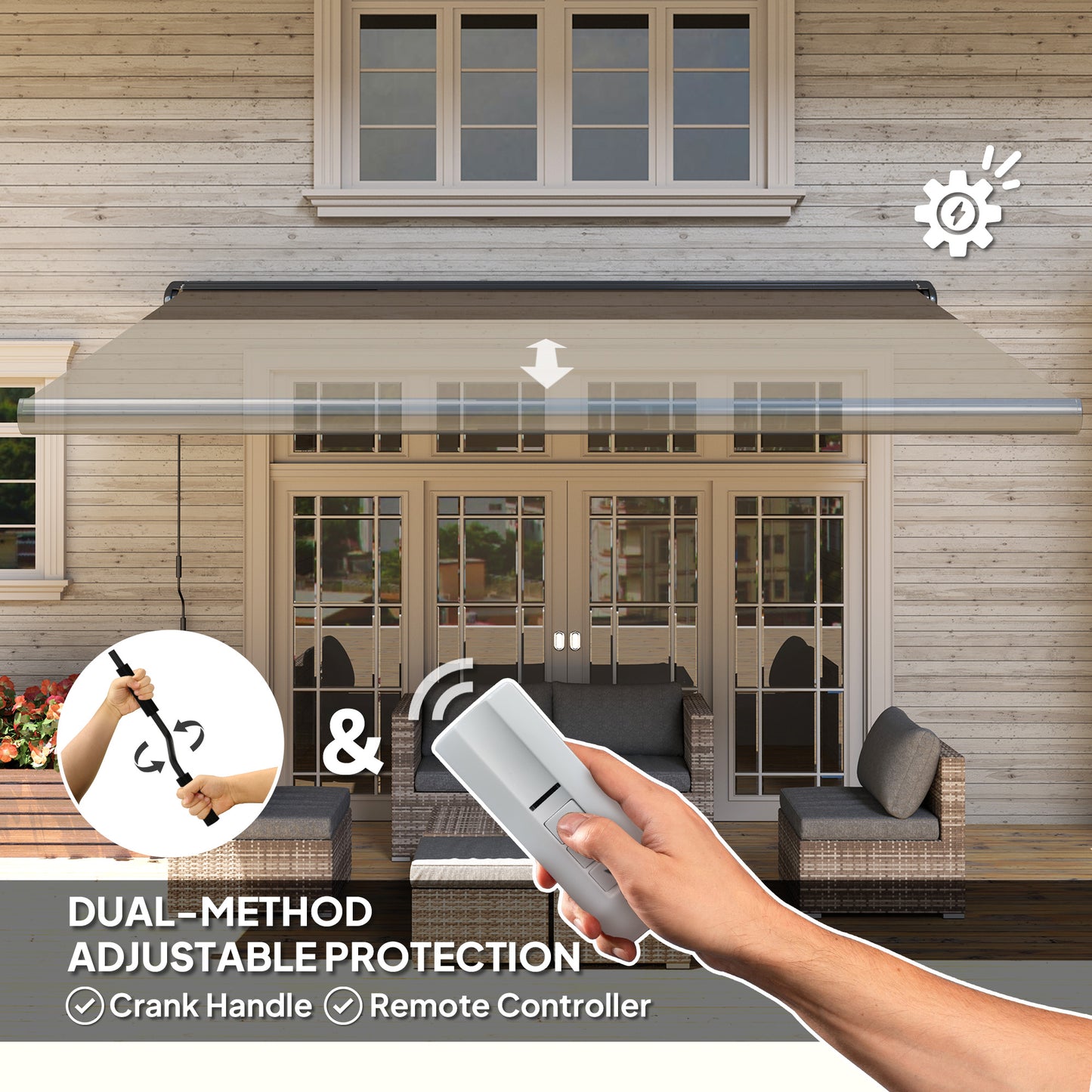 4 x 3(m) Full Cassette Electric Awning with Remote Controller, Aluminium Frame DIY Retractable Garden Awning