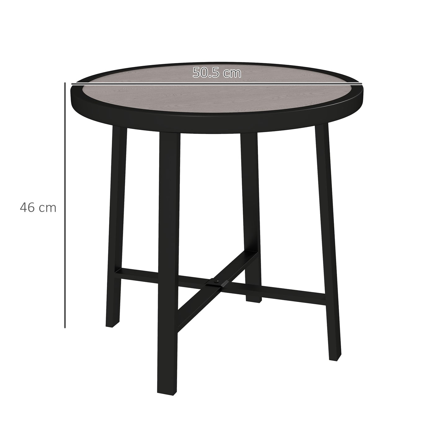 Round Small Garden Table, 50.5cm Outdoor Side Table with SPC Tabletop, Metal Frame and Anti-slip Foot Pads for Garden