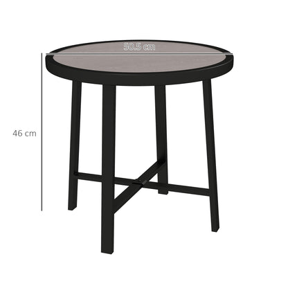 Round Small Garden Table, 50.5cm Outdoor Side Table with SPC Tabletop, Metal Frame and Anti-slip Foot Pads for Garden