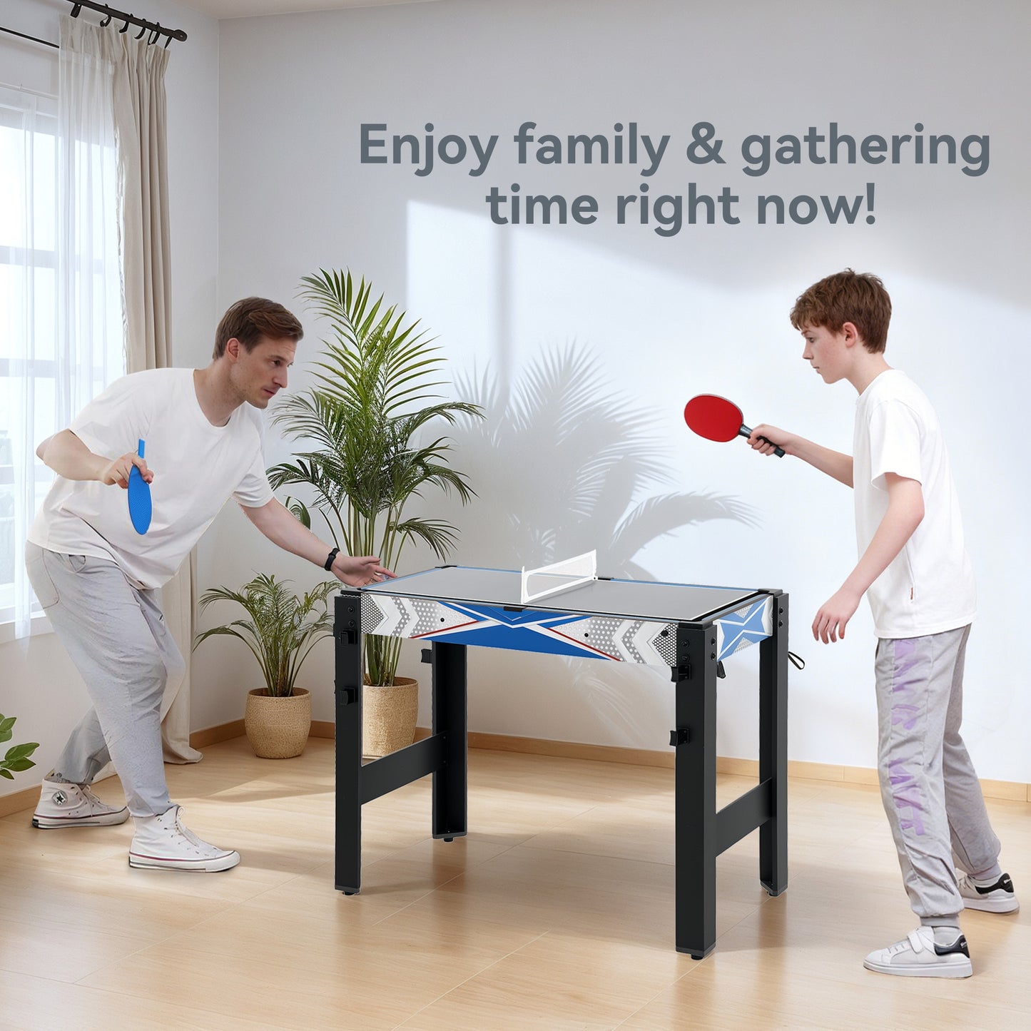 5-in-1 Multi Games Table, with Pool, Table Tennis, Basketball, Hockey, Archery, Blue