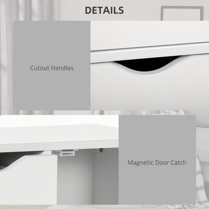 Bathroom Cabinet, Freestanding Storage Cabinet with 4 Drawers, Door Cupboard for Living Room, Kitchen, Bedroom, White