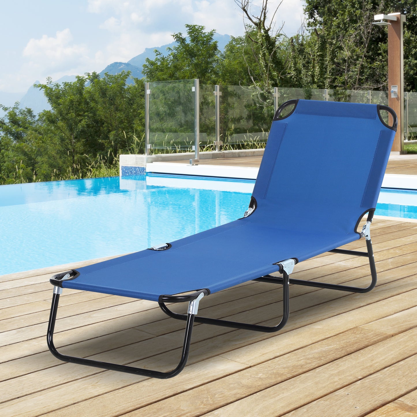 Foldable Sun Lounger with 5-Position Adjustable Backrest