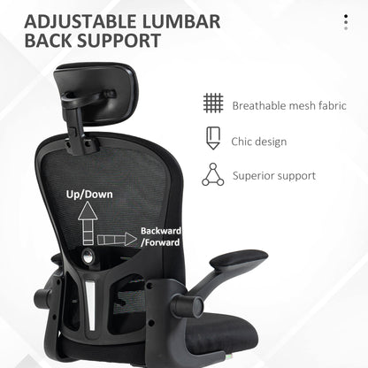 Multi-Adjustable Office Chair, with Lumbar Support, Headrest and Mesh Back - Black