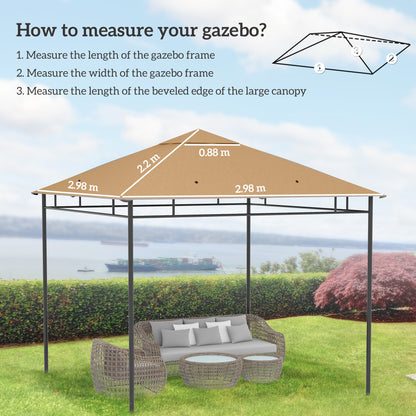 3 x 3 m Gazebo Canopy Replacement Cover, Garden Gazebo Roof Replacement with Drain Holes, TOP COVER ONLY, Beige