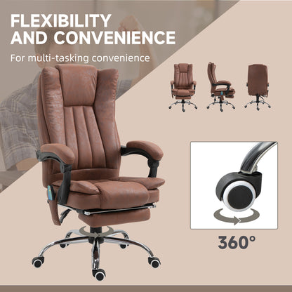 Office Chair with Massage and Heat, Microfibre Reclining Computer Desk Chair with Footrest and Adjustable Height