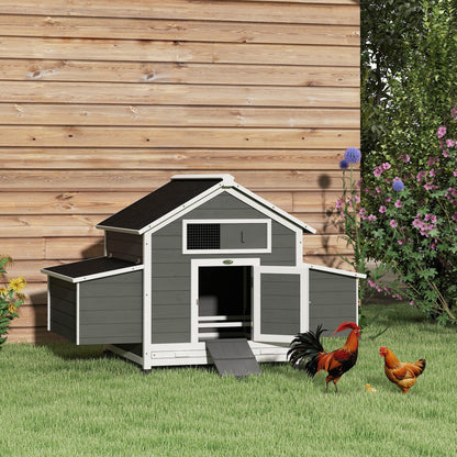 Chicken Coop, Wooden Outdoor Hen House with Nesting Box, Openable Waterproof Top, Pull-Out Tray, 150 x 100 x 97cm