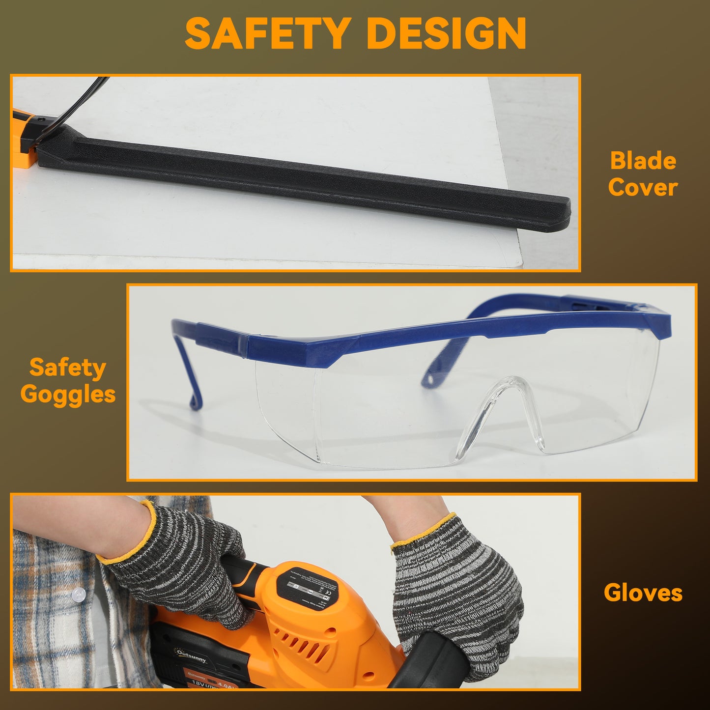 20" Cordless Hedge Trimmer, 18V Electric Hedge Cutter with 51cm Dual Action Blade