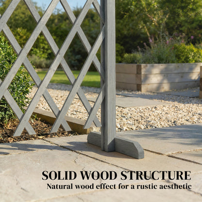 2 Pack Expanding Fence Panels, Wooden Freestanding Garden Fence with Stable Feet, 180 x 30 x 103cm, Dark Grey