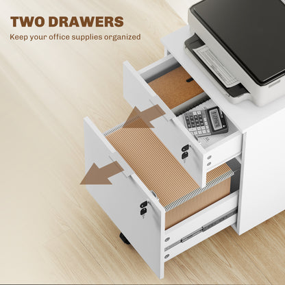 Two-Drawer Lockable Filing Cabinet - White