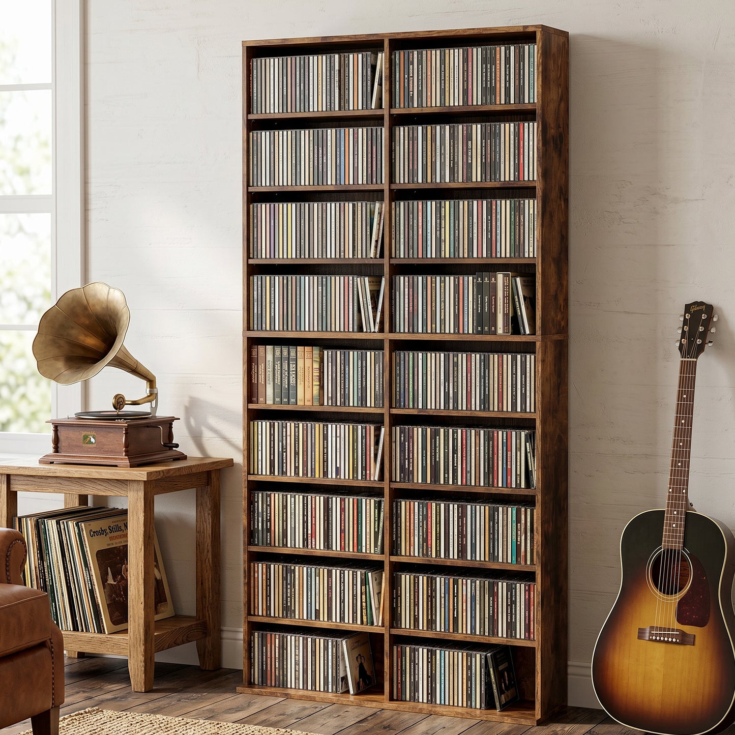 640 CD Storage Tower - Rustic Brown