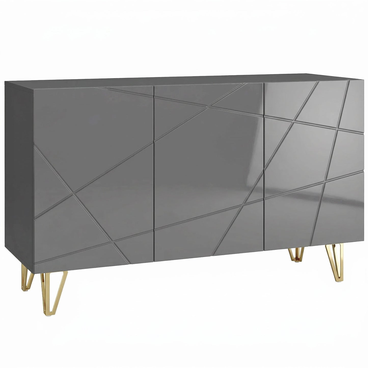 Modern Luxe High Gloss Sideboard, with Hairpin Legs, Grey