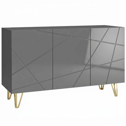 Modern Luxe High Gloss Sideboard, with Hairpin Legs, Grey
