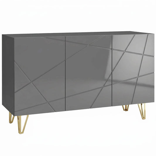 Modern Luxe High Gloss Sideboard, with Hairpin Legs, Grey