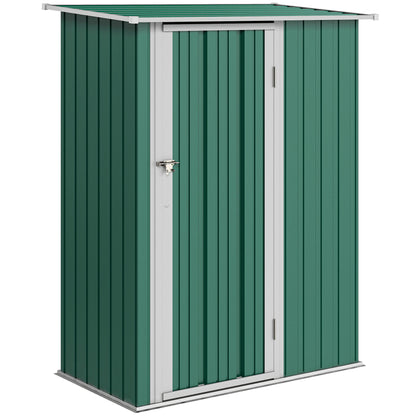 5ft x 3ft Garden Storage Shed, Galvanised Outdoor Metal Shed Waterproof with Sloped Roof, Lockable Door for Patio Tools
