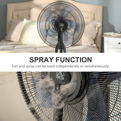Spray Misting Fan, Floor Fan with Water Mist Spray, 70° Oscillation, Tilt Head, 3 Speeds, 2.8L Water Tank, Black