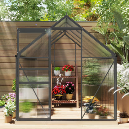190 x 253 cm Walk-In Polycarbonate Greenhouse - Dark Grey