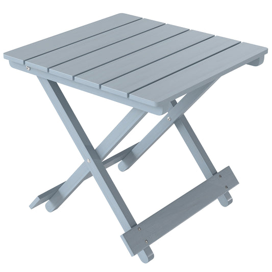 Fir Wood Folding Coffee Table, Lightweight Small Garden Table with Slatted Top, Portable Folding Side Table for Balcony