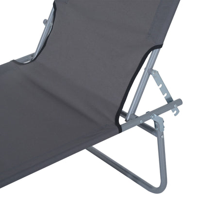 Outdoor Foldable Sun Lounger, 4 Level Adjustable Backrest Reclining Sun Lounger Chair