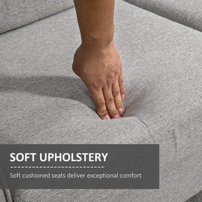 Compact Loveseat Sofa, Modern 2 Seater Sofa for Living Room with Wood Legs and Armrests, Light Grey