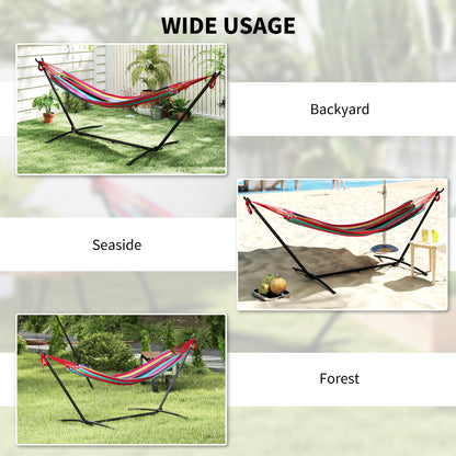 298 x 117cm Hammock with Stand Camping Hammock with Portable Carrying Bag, Adjustable Height, 120kg Load Capacity