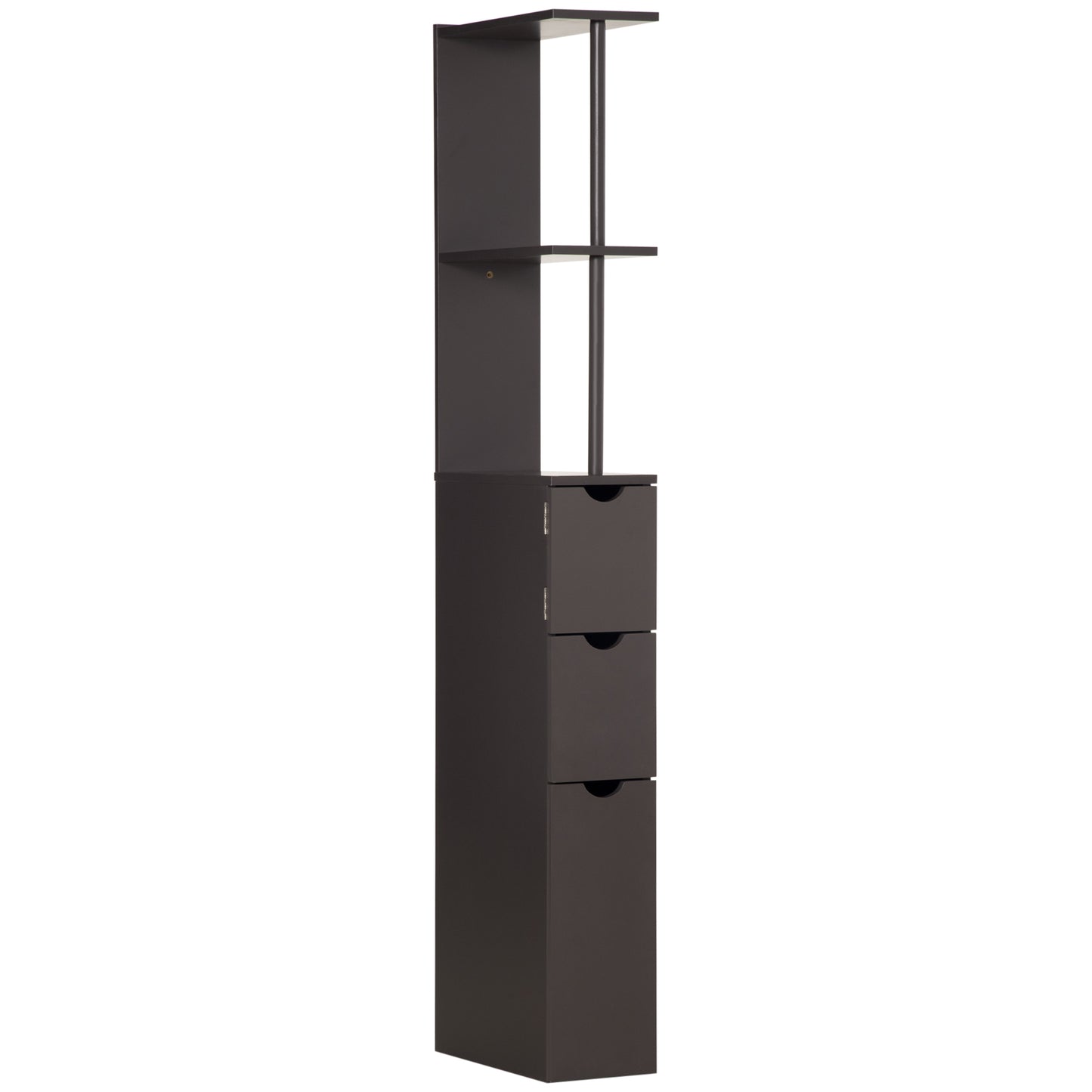 Tall Bathroom Cabinet, Freestanding Slim Bathroom Storage Cabinet with 2-Tier Open Shelf and 2 Drawers for Small Space