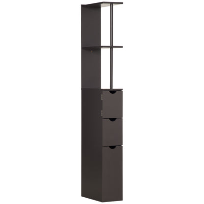 Tall Bathroom Cabinet, Freestanding Slim Bathroom Storage Cabinet with 2-Tier Open Shelf and 2 Drawers for Small Space