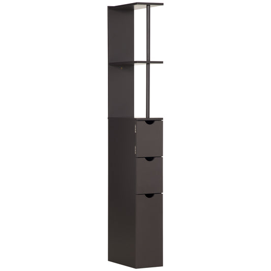 Tall Bathroom Cabinet, Freestanding Slim Bathroom Storage Cabinet with 2-Tier Open Shelf and 2 Drawers for Small Space