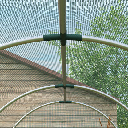 360 x 120cm Galvanised Steel Fruit Cage, Plant Protection Tent with Zipped Door, Green