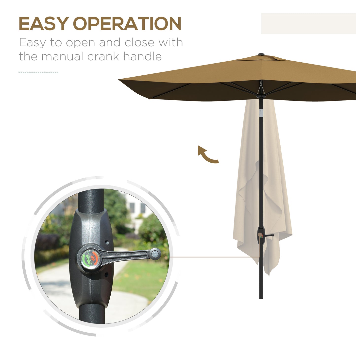 3 x 2 m Garden Parasol Umbrella with Aluminium Pole, UPF 50+ Rectangular Outdoor Table Parasol Sun Shade