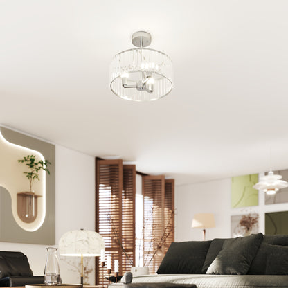 Crystal Ceiling Light Fixture, 39 cm Semi Flush Mount Modern Crystal Chandelier Ceiling Light, Bulbs Not Included