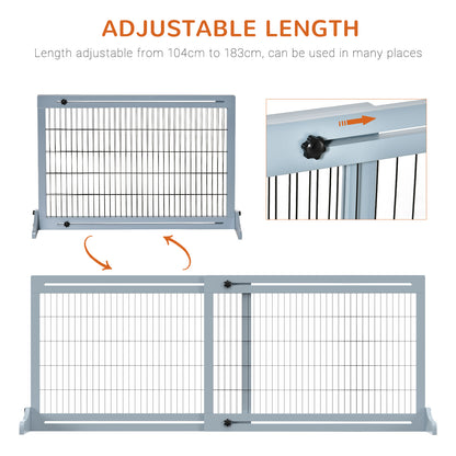 Freestanding Dog Gate, Foldable Pet Fence, Indoor Wood Barrier, Stair Gate with Support Feet, for Doorway, Hallway