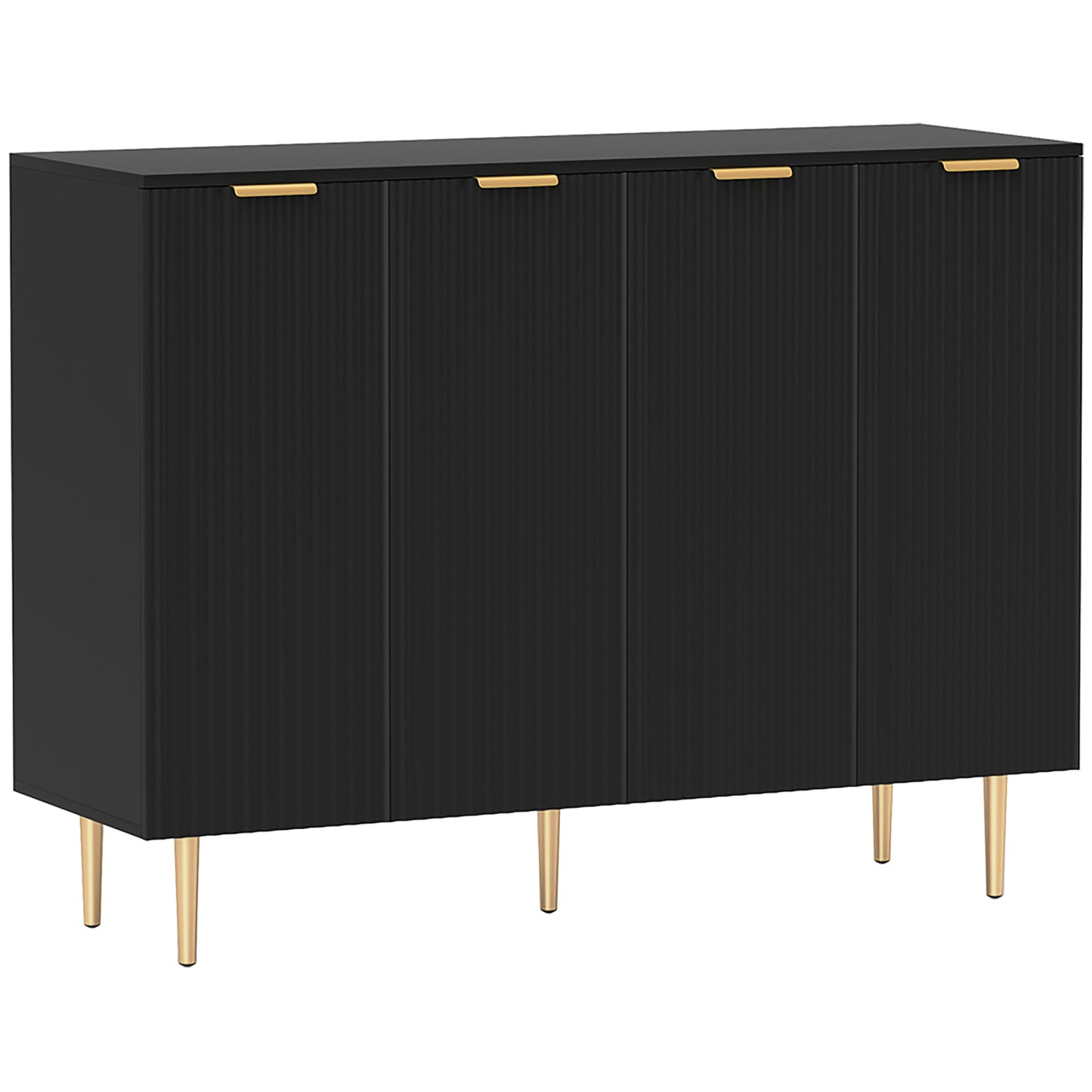 Sideboard Buffet Cabinet, Modern Kitchen Storage Cabinet with Adjustable Shelves and Metal Legs, Black