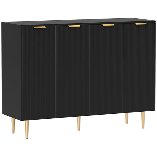 Sideboard Buffet Cabinet, Modern Kitchen Storage Cabinet with Adjustable Shelves and Metal Legs, Black