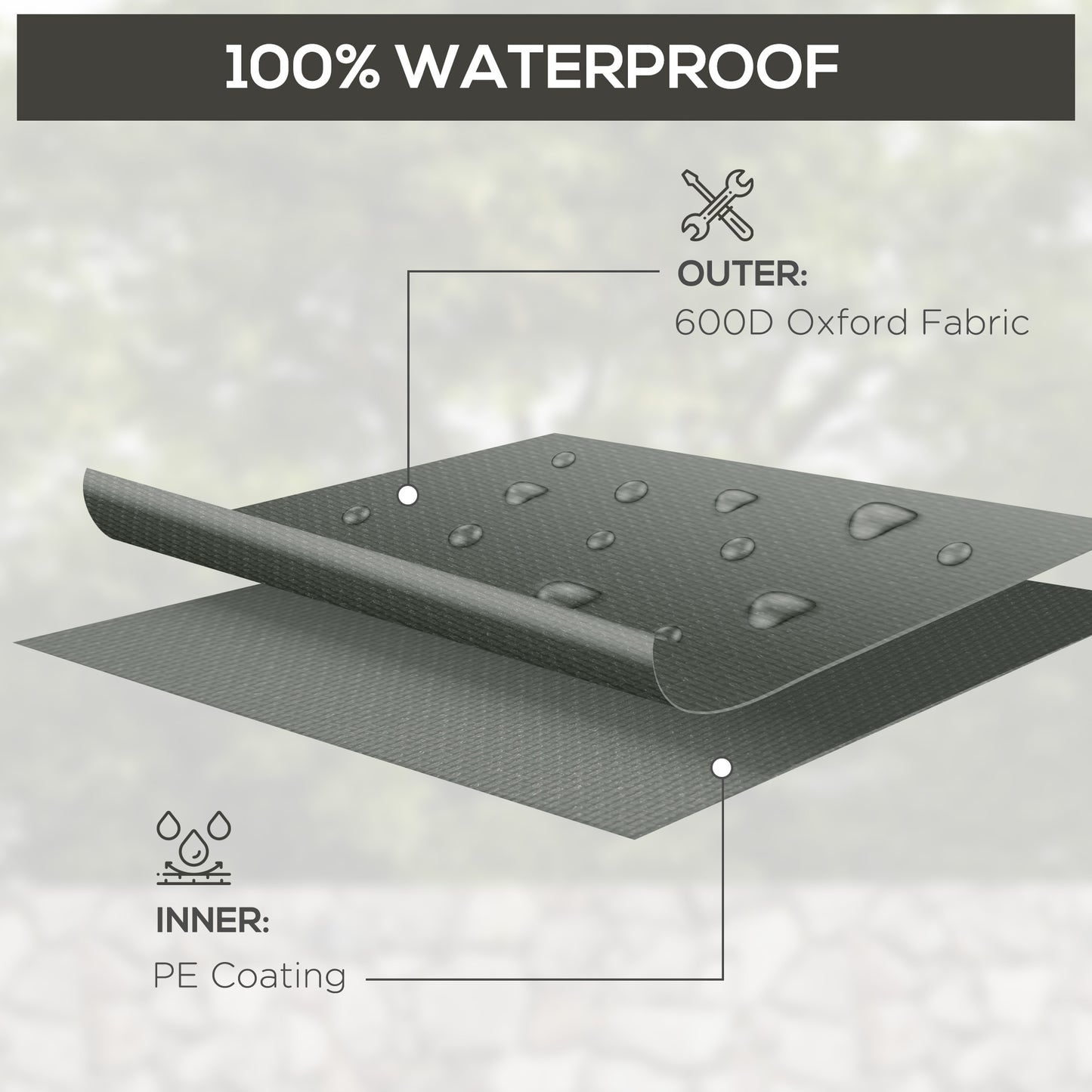 Outdoor Garden Furniture Cover Waterproof, Anti-UV 600D Heavy Duty Oxford Fabric Patio Furniture Cover for Rectangular Sofa T