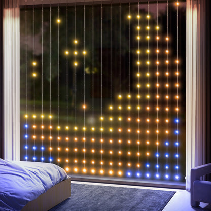 LED Curtain Lights, Smart Curtain Fairy Plug In, Colour Changing Wall Lights with Remote, App