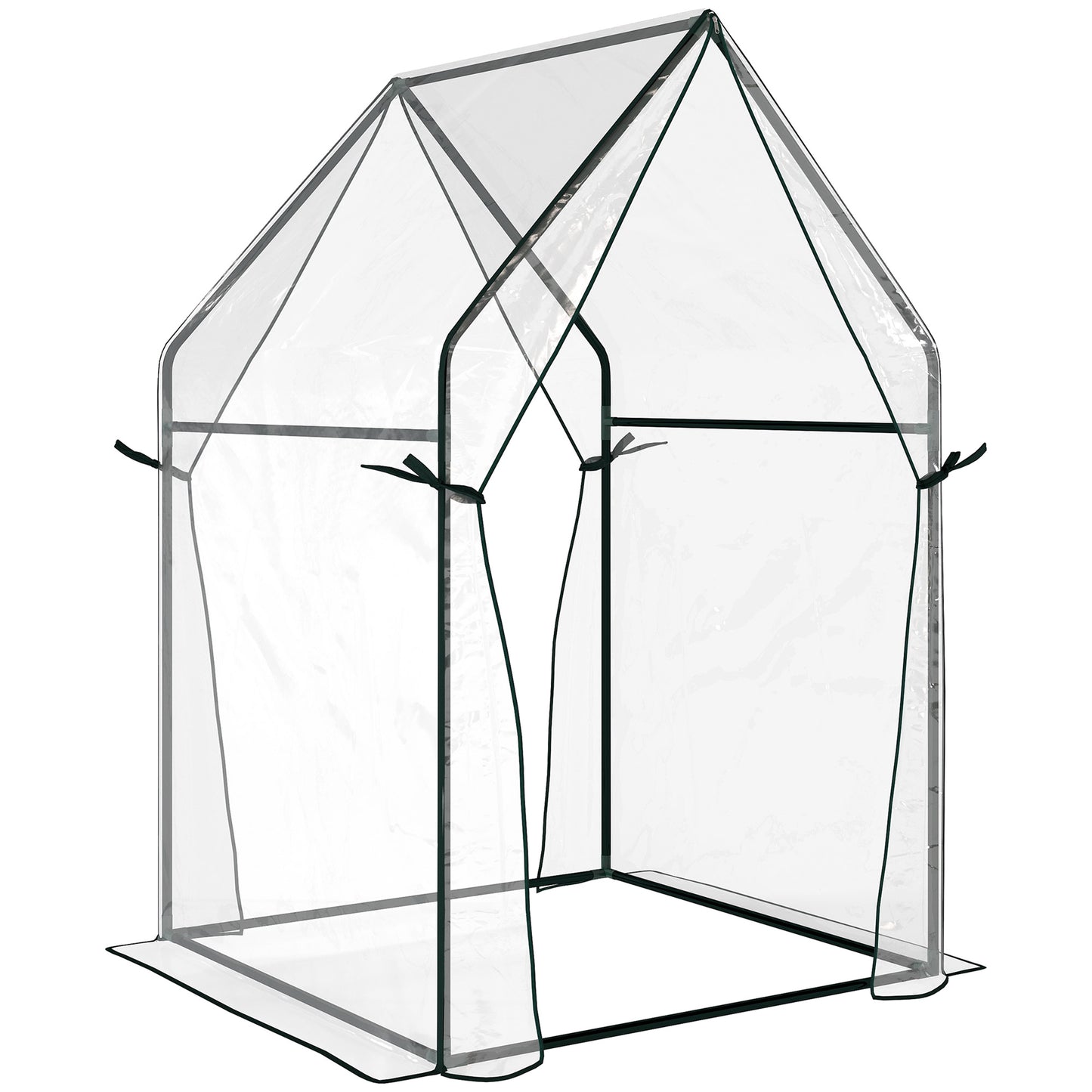 Mini Greenhouse, Garden Tomato Growhouse with 2 Zipped Doors, Portable Indoor Outdoor Green House, 90 x 90 x 145cm, Clear