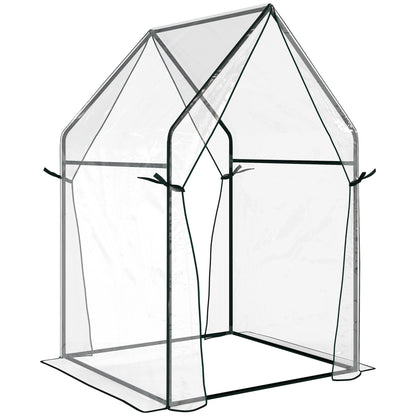 Mini Greenhouse, Garden Tomato Growhouse with 2 Zipped Doors, Portable Indoor Outdoor Green House, 90 x 90 x 145cm, Clear