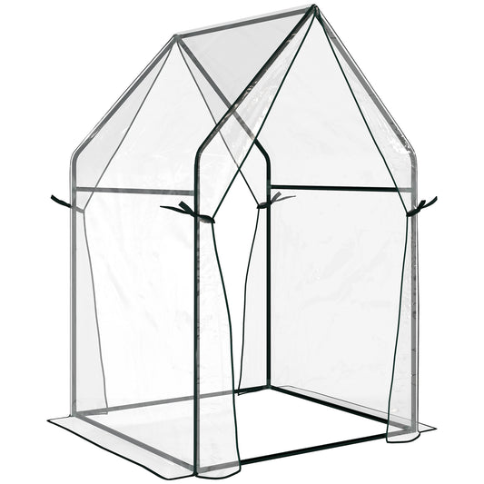 Mini Greenhouse, Garden Tomato Growhouse with 2 Zipped Doors, Portable Indoor Outdoor Green House, 90 x 90 x 145cm, Clear
