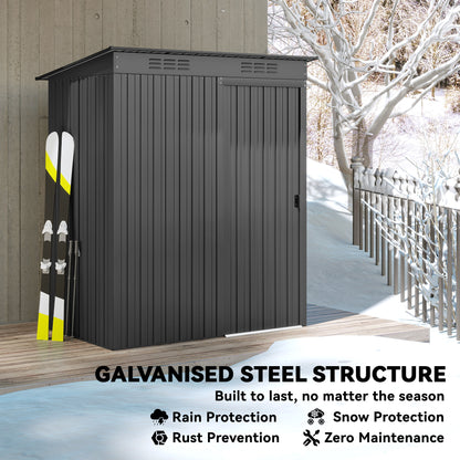5 x 3.5ft Metal Garden Storage Shed with Effortless Assembly and 2 Pairs of Gloves, Waterproof Outdoor Shed, Dark Grey