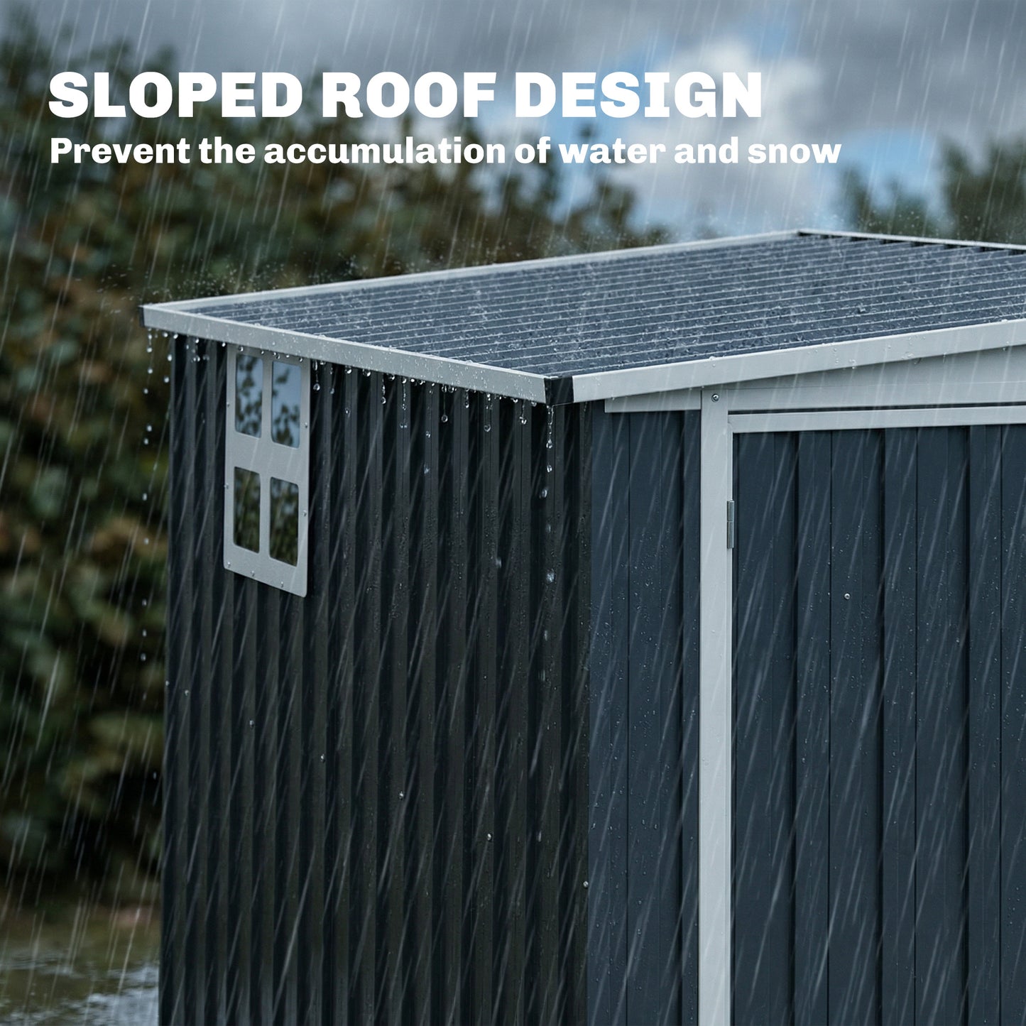 4 x 6ft Lean to Garden Metal Shed, Outdoor Storage Shed with Window, 2 Vents and Lockable Door for Patio, Dark Grey
