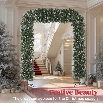 8.2 ft Snow Frosted Christmas Tree Arch, Christmas Arch Doorway Decor with 2100 Tips and 96 Pinecones