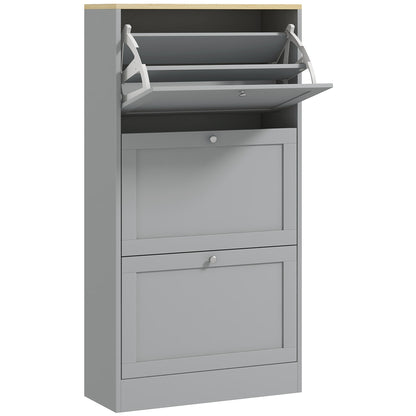 Modern Compact Three-Drawer Shoe Storage Cabinet - Grey