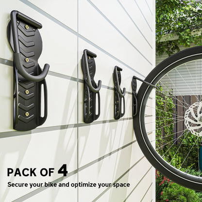 4 Pack Bike Rack, Wall Mounted Bicycle Hanger Hook, Foldable Garage Bike Wall Rack