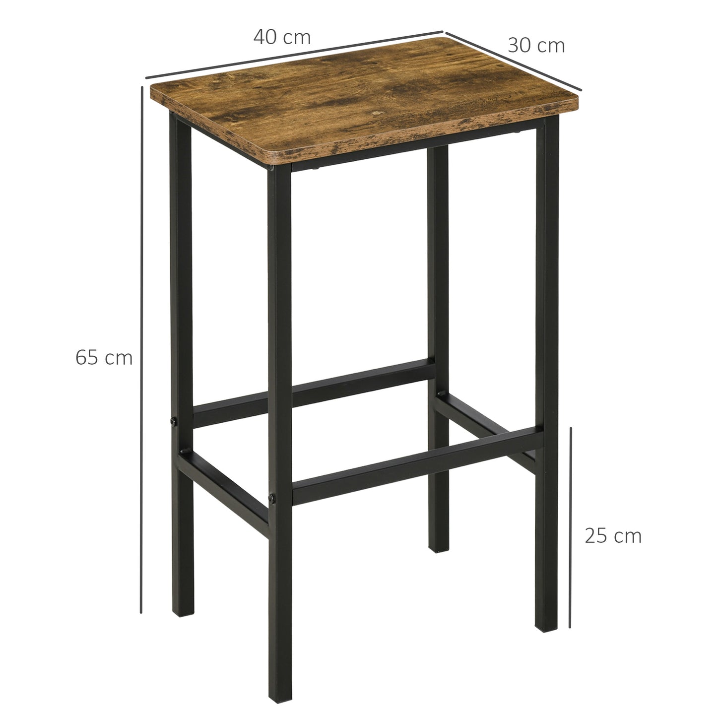 Industrial Bar Stools, Set of 2 Kitchen Breakfast Bar Chairs with Footrest, Counter Height Island Stools for Dining Area