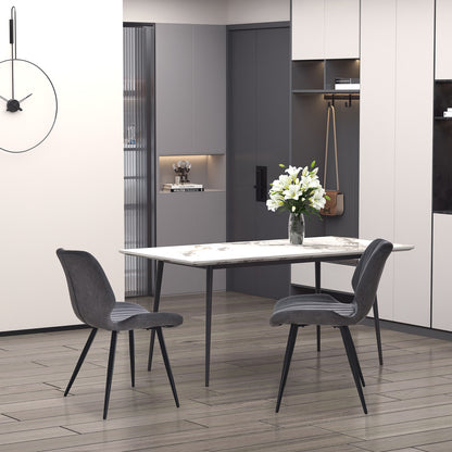 Dining Chairs Set of 2, PU Leather Upholstered Kitchen Chairs with Backs